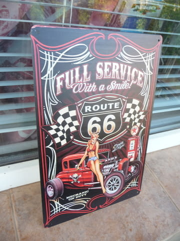 Метална табела кола Route 66 Пълно обслужване еротика механик усмивка гориво - снимка 2