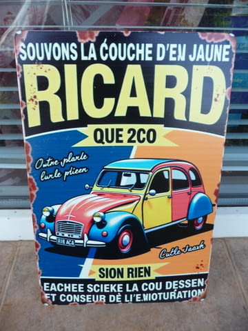 Метална табела кола Ricard шарена рекламна кола Ситроен готина цветна автомобил - снимка 1