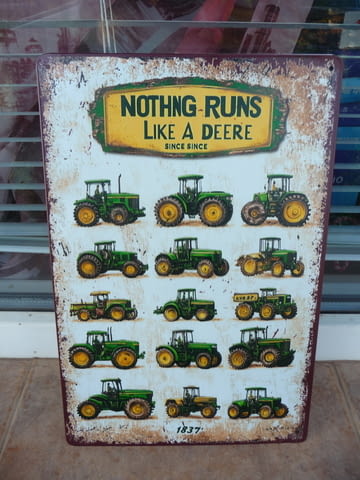 Метална табела Трактори John Deere най-добрите от 1837 нивата оран реколта субсидия - снимка 1