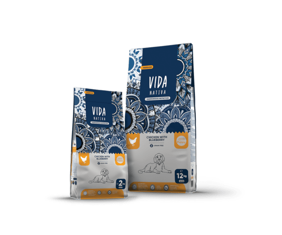 VIDA GRAIN FREE FREEDOM за подрастващи кученца от средни и едри породи с Пилешко и боровинки 12 кг.