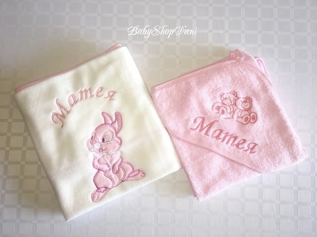 Бебешки ОДЕЯЛА памучни ПЕЛЕНИ за БЕБЕ с име надпис персонализирани БРОДЕРИЯ - снимка 3