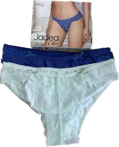 2 бр х Jadea S, M, L, XL сини, зелени италиански 50% памучни дантелени бикини дантелени гащи Жадеа - снимка 1