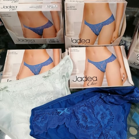 2 бр х Jadea S, M, L, XL сини, зелени италиански 50% памучни дантелени бикини дантелени гащи Жадеа - снимка 4