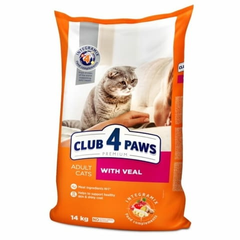 Club 4 Paws Adult Cat With Veal Премиум храна за възрастни котки с телешко 14 кг.