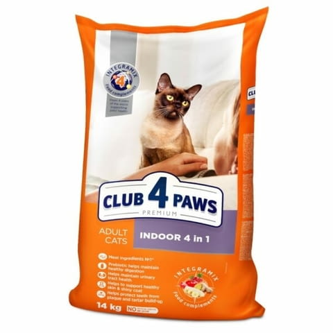Klub 4 Paws Adult Cat Indor 4 in 1 Премиум храна за възрастни котки живеещи на закрито"4 в 1" 14 кг.