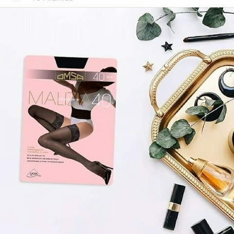 OMSA 40DEN черни, тъмнобежови прозрачни чорапи със силикон 40-85кг ОМСА дълги чорапи с дантела - снимка 5