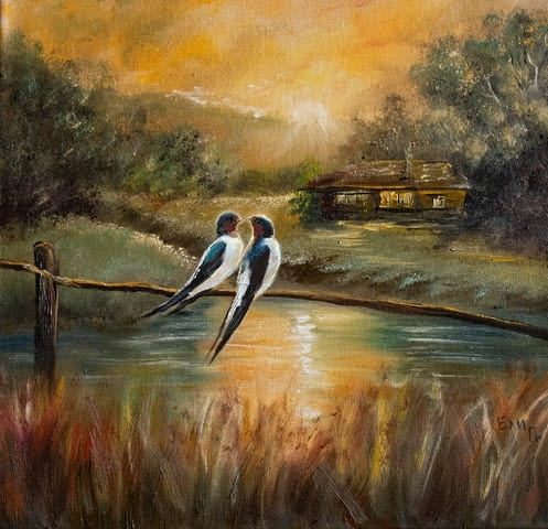 Маслена картина „Лястовича ласка“ Painting - city of Varna | Paintings