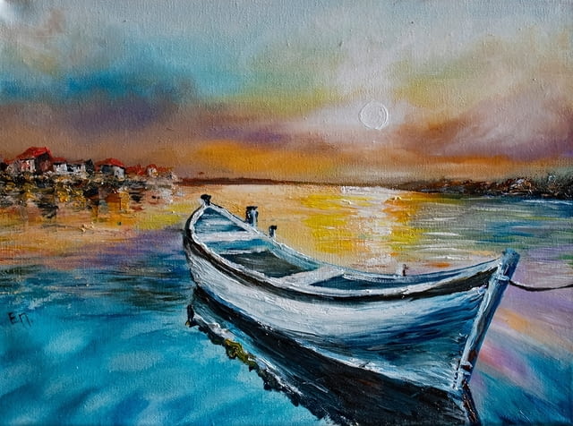 Маслена картина "Заслужена почивка" Живопис - град Варна | Картини