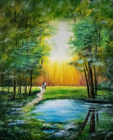 Картина "Двама в гората" Живопис - град Варна | Картини