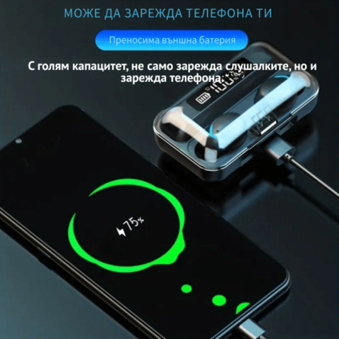 9D Стерео спортни слушалки с кутия за зареждане и микрофон, city of Sandanski - снимка 2