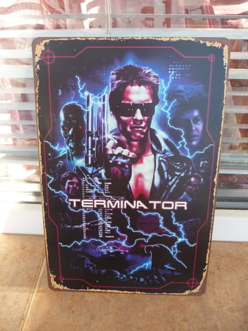 Метална табела филм Терминатор Арнолд Шварценегер екшън фантастика роботи оръжие мускули - снимка 1