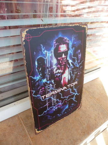Метална табела филм Терминатор Арнолд Шварценегер екшън фантастика роботи оръжие мускули - снимка 2