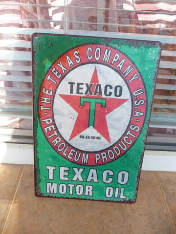 Метална табела Texaco моторно масло смяна масла туба рафинерия продажба звезда магазин авто части - снимка 1