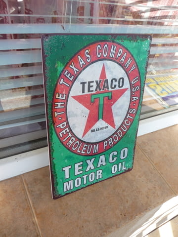 Метална табела Texaco моторно масло смяна масла туба рафинерия продажба звезда магазин авто части - снимка 2