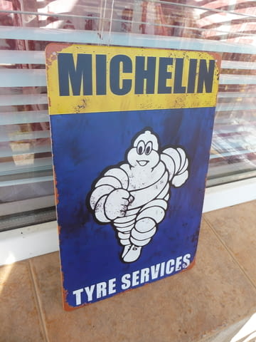 Метална табела Michelin сервиз за гуми смяна зимни дълбок грайфер летни всесезонни бягащо човече - снимка 2