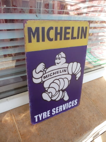 Метална табела Michelin сервиз за гуми смяна зимни летни вулканизатор реклама гумено човече гумите - снимка 2
