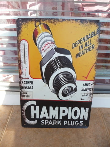 Метална табела Champion запалителна свещ стартер искра ток смяна на свещи запалване автомобил нова - снимка 1