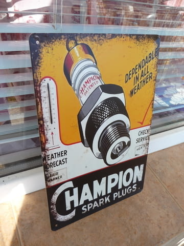 Метална табела Champion запалителна свещ стартер искра ток смяна на свещи запалване автомобил нова - снимка 2