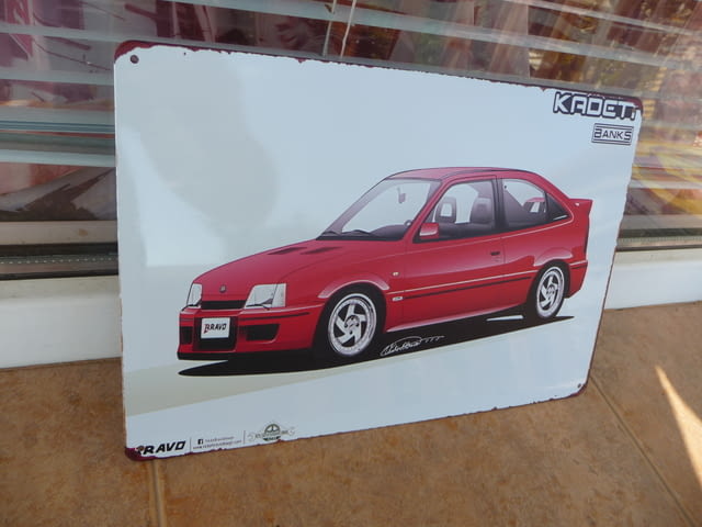 Метална табела кола Опел Кадет Opel Kadett двуврата червена ретро парад гараж декорация фен любители - снимка 2