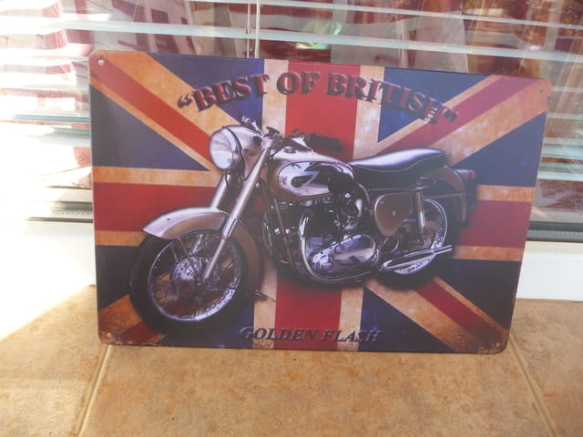 Метална табела мотор BSA Golden Flash Най-доброто Великобритания английски мотоциклет ретро класика - снимка 1