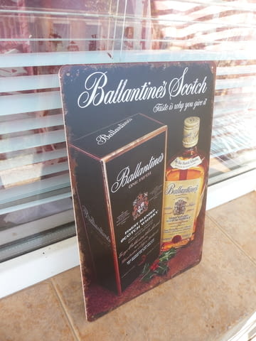 Метална табела уиски Ballantine's Scotch шотландско реклама кутия бутилка популярна алкохолна напитк - снимка 2
