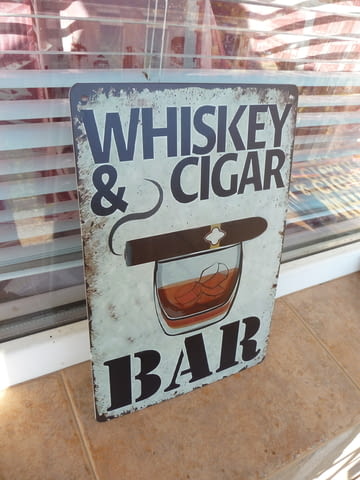 Метална табела уиски пури бар чаши лед барче извита чаша уют приятели среща банкет сватба събиране а - снимка 2