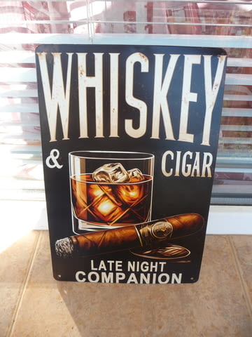 Метална табела уиски пури резачка лед квалитетно отлежало време с приятели среща сближаване песни - снимка 1