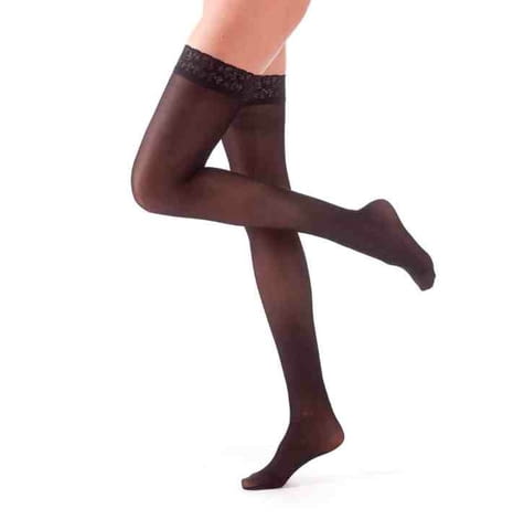 Bellissima 40DEN италиански черни женски седем осми чорапи със силикон чорапи над колената Белисима