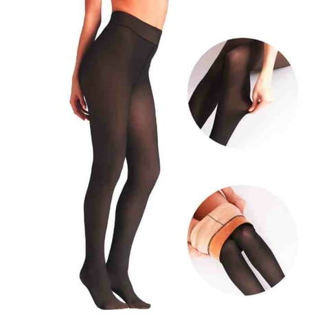 Gladys италиански бежов прозрачен термо чорапогащник 40-130кг плътни термо плюшени чорапогащници - снимка 3