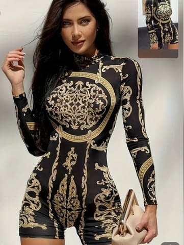 Гащеризон Черно и злато, ХЛ Есен/Зима, Рокля, XS - град Монтана | Дамски Дрехи - снимка 1