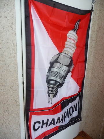 Знаме Champion реклама запалителни свещи ток стартер старт червено бяло Чемпиън запалване автомобили - снимка 4