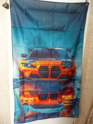 Знаме BMW M оранжево готино баварец спортно бързо гъзарско кола автомобил фенове готино маниашко БМВ - снимка 2