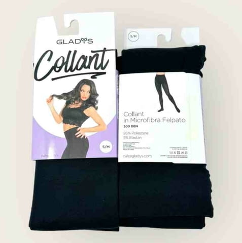 Gladys 300DEN черни италиански плътни ватирани чорапогащи 40-130кг плътни ватирани чорапогащници - снимка 2