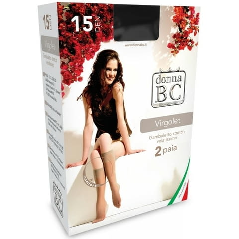 2 чифта 15DEN италиански черни, сиви, телесни, бежови тънки три четвърти копринени чорапи до колената - снимка 1