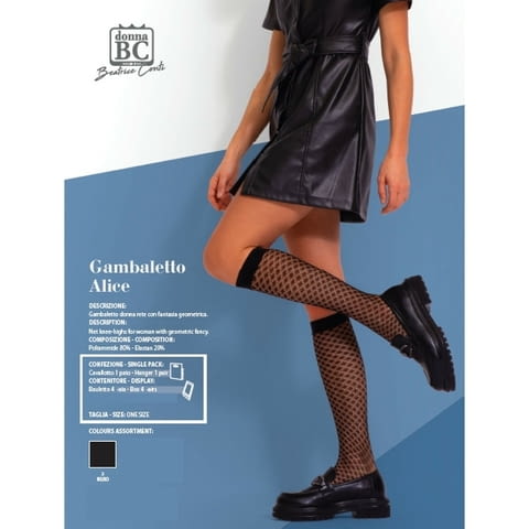 Donna BC италиански черни женски фигурални чорапи до колената три четвърти дамски чорапи с фигури - снимка 3