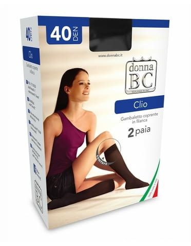 2 чифта Donna BC 40DEN италиански черни, телесни, бежови женски полупрозрачни 3-4ти чорапи до коляно - снимка 3