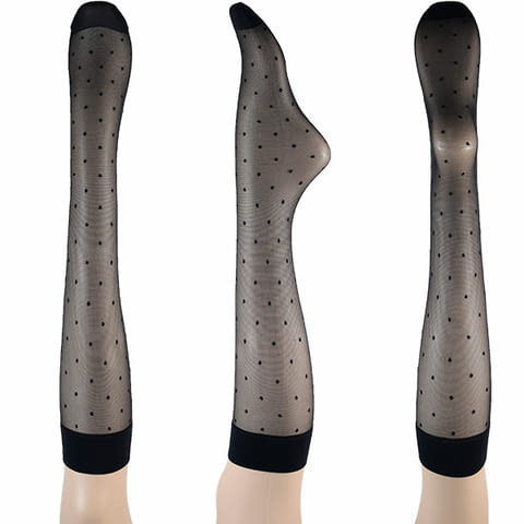Donna BC 20DEN италиански женски черни три четвърти чорапи на точки фигурални чорапи с точки до коля - снимка 2