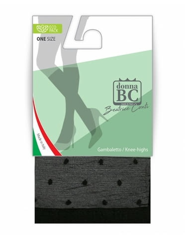 Donna BC 20DEN италиански женски черни три четвърти чорапи на точки фигурални чорапи с точки до коля - снимка 4