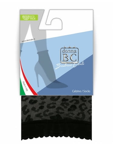 Donna BC 20DEN италиански женски черни фигурални къси чорапи дамски жакардови чорапи над глезени - снимка 2
