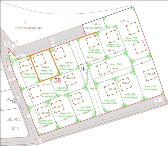 ПАРЦЕЛ/ УПИ - 848 кв.м, разположен в с. Царева поляна, обл. Хасково