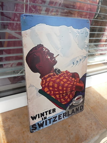 Метална табела разни Зима в Швейцария ски почивка ваканция сняг курорти зимни сноуборд пързаляне - снимка 2