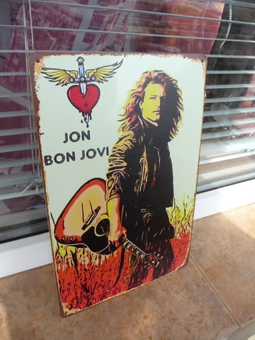 Метална табела Джон Боб Джови Jon Bob Jovi рок легенда китара група солов албум хитове парчета сърце - снимка 2