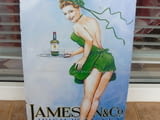 Метална табела алкохол Jameson Irish Whiskey Джеймисън уиски ирландско момиче сервира секси бутилка