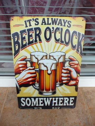 Метална табела Време е за бира винаги някъде някой приятели наздраве сплотява настроение бирена халб - снимка 1