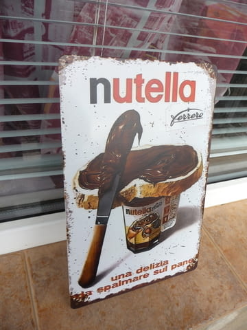 Метална табела храна Нутела шоколад Nutella бурканче течен Ferrero препечена филийка палачинки нож - снимка 2