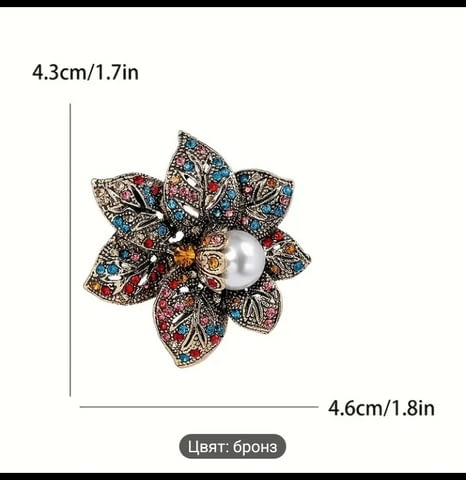 Брошка Роза перла и кристали - град Монтана | Колиета / Синджири / Медальони - снимка 3