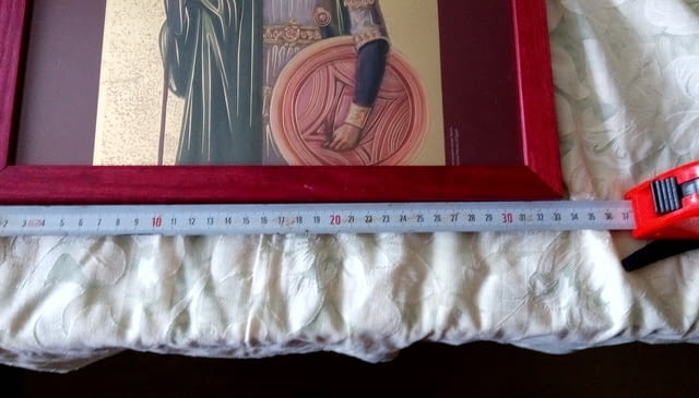 Икона на Свети вкм. Мина, репродукция с дървена рамка и стъкло - снимка 7