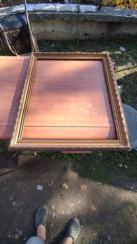Дървена рамка за картина 88/72 старо злато с орнаменти, град София | Картини - снимка 7