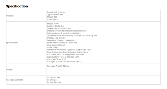 Електрически велосипед/колело RIDING TIMES Z8S 750W 20.8AH, град Разград | Други - снимка 7