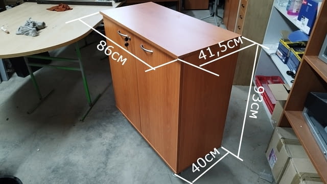 Офис шкаф със заключване - шкафче за обувки или дрехи 86/42/93см череша - снимка 1
